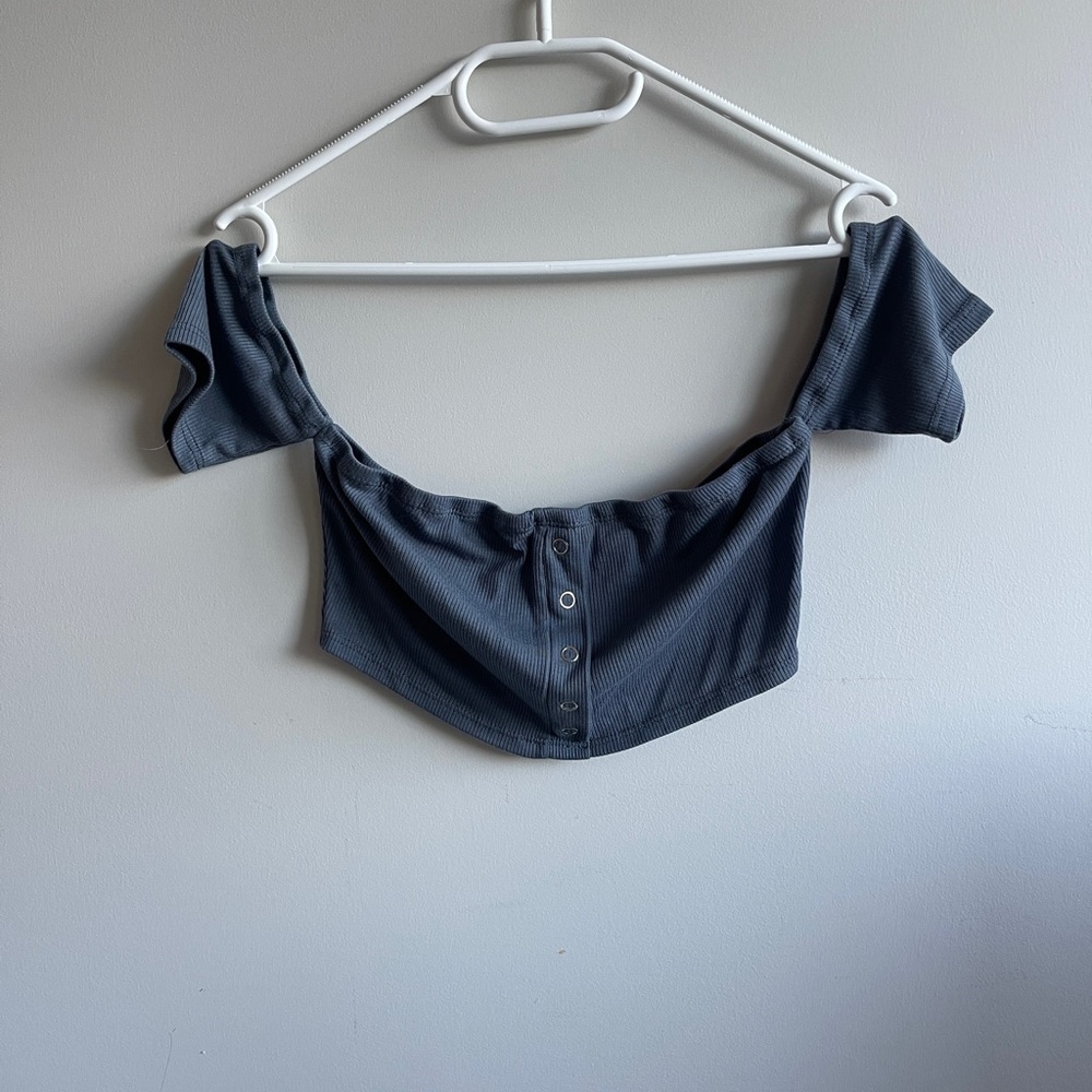 💜3 for $15💜 Mocking Jay Women's Off-Shoulder Buttoned Bra Top Small